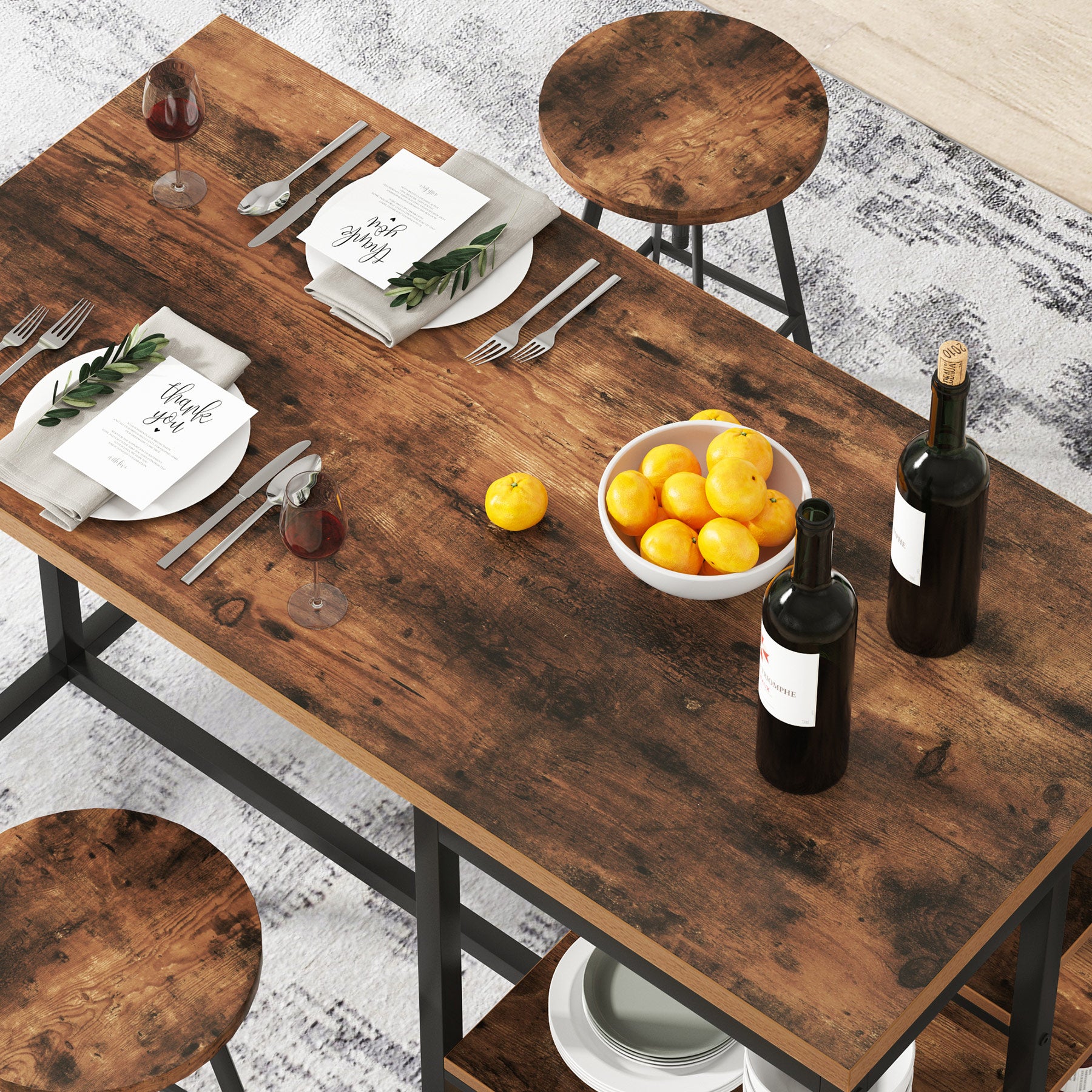 Industrial Kitchen Island, Kitchen Counter Table with Storage Shelves