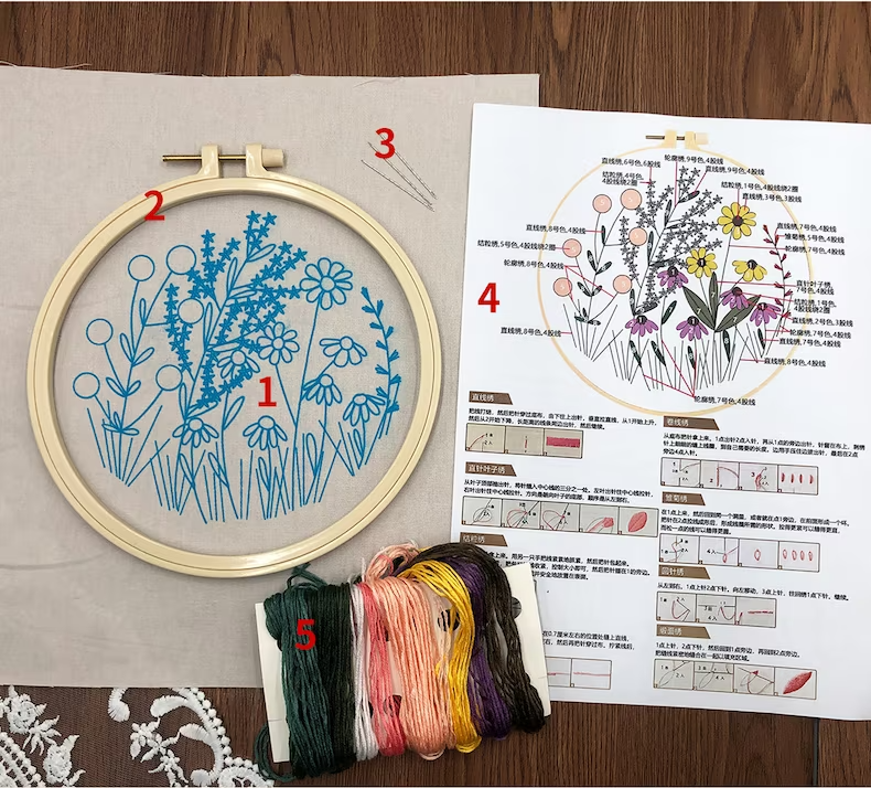 47% OFF - Perfect Gift - Embroidery  Hoop Flower Kit for Beginner