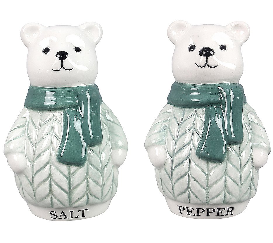 Young's Ceramic Frosty Winter Salt and Pepper Set
