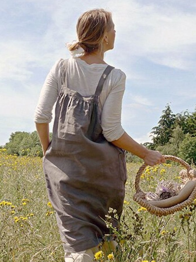 women's cotton and linen strap dress
