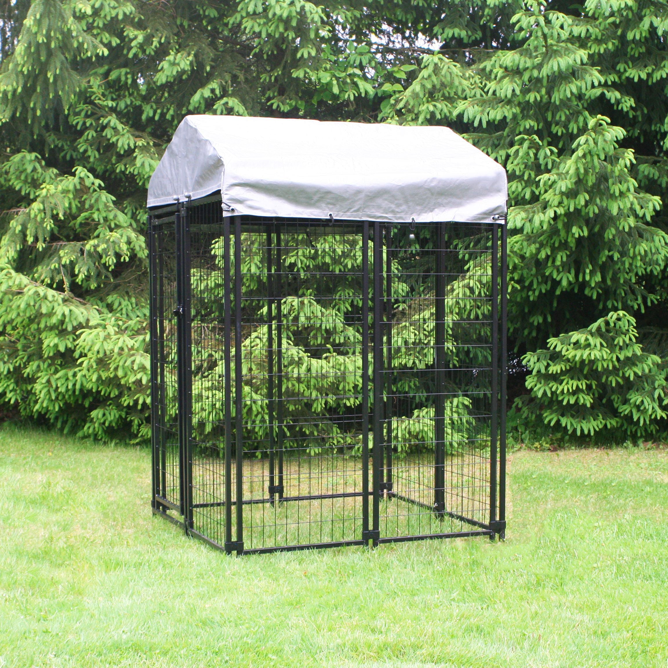 KennelMaster Black Welded Wire Dog Kennel， 48