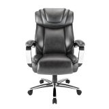 Axton Big and Tall Bonded Leather High-Back Chair， Dark Gray/Chrome， BIFMA Certified