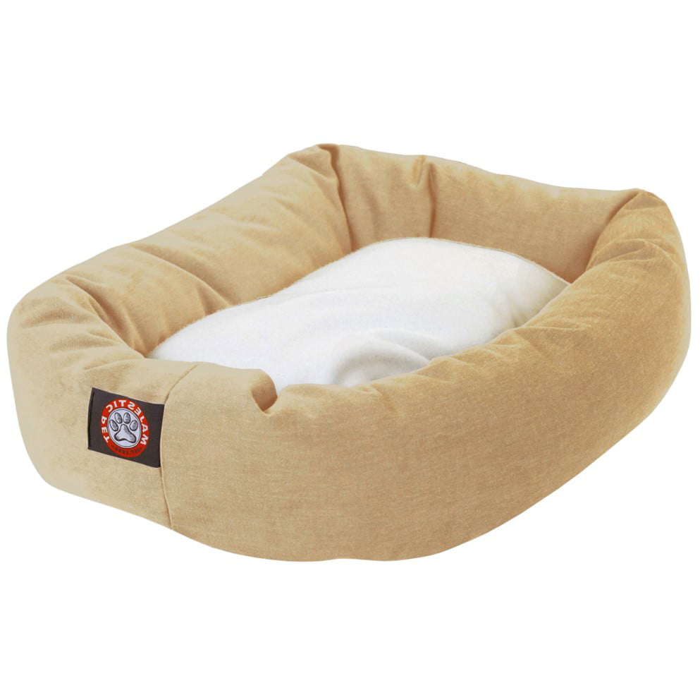 Majestic Pet | Poly/Cotton Sherpa Bagel Pet Bed For Dogs， Khaki， Extra Large