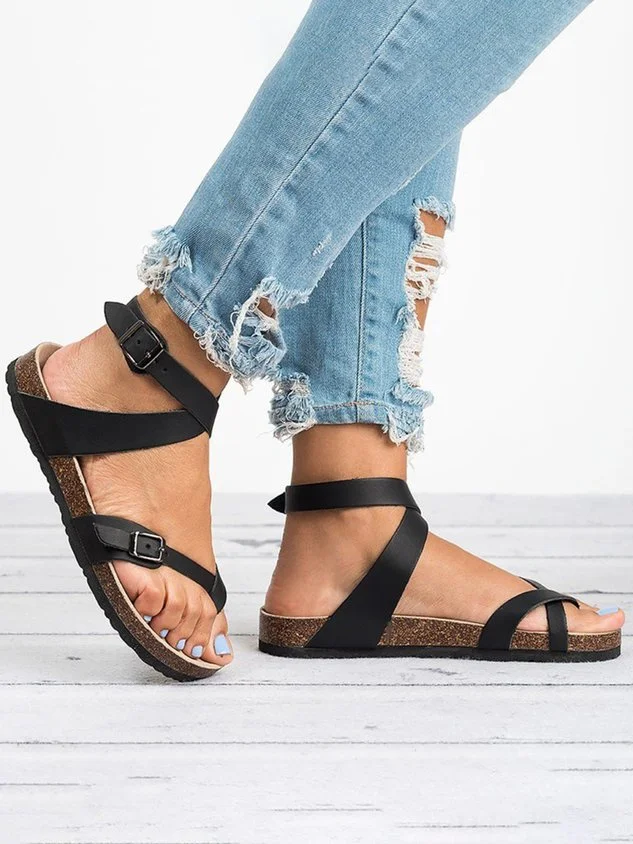 Ladies Thong Platform Roman Sandals