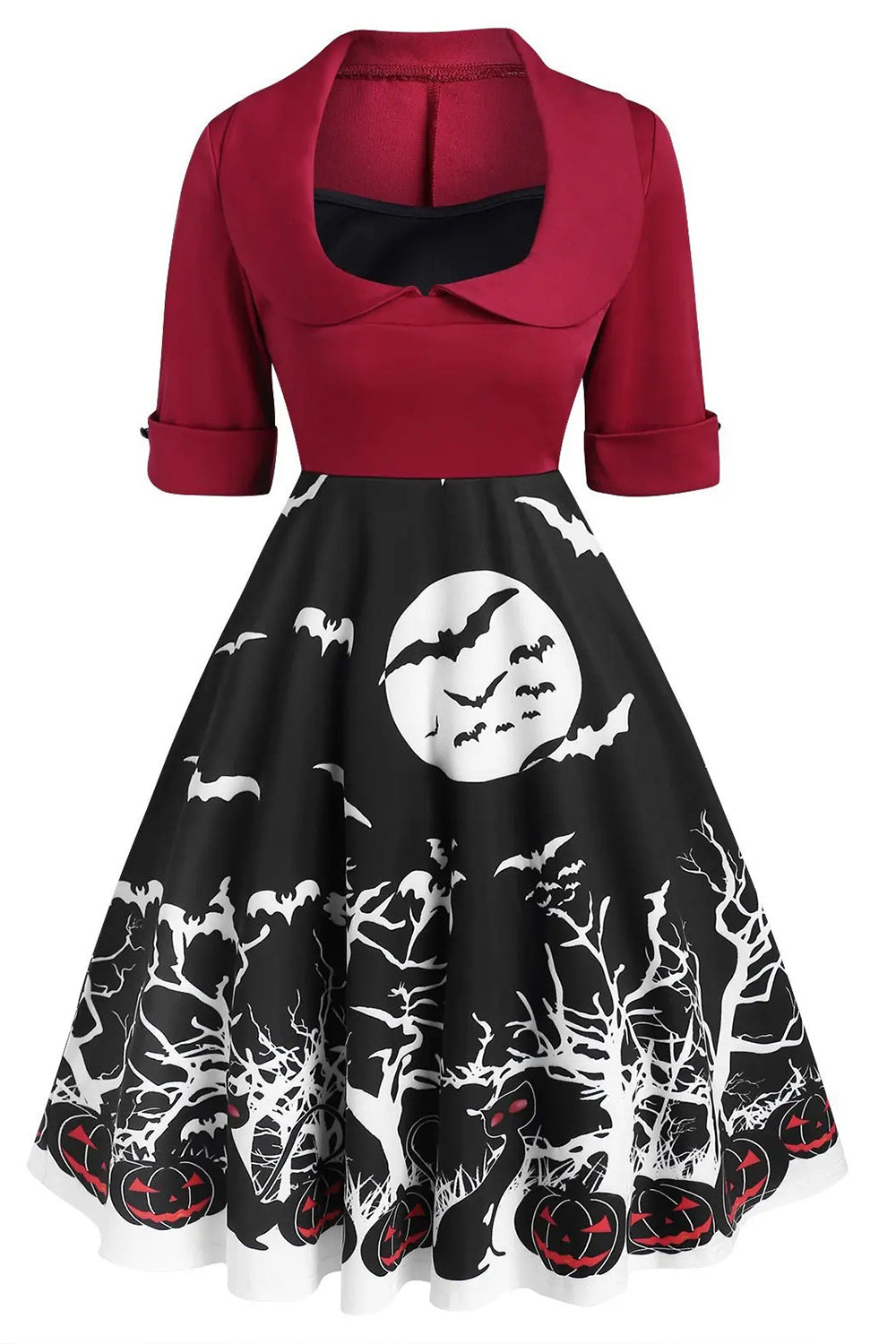 Orange Short Sleeves Vintage Halloween Dress