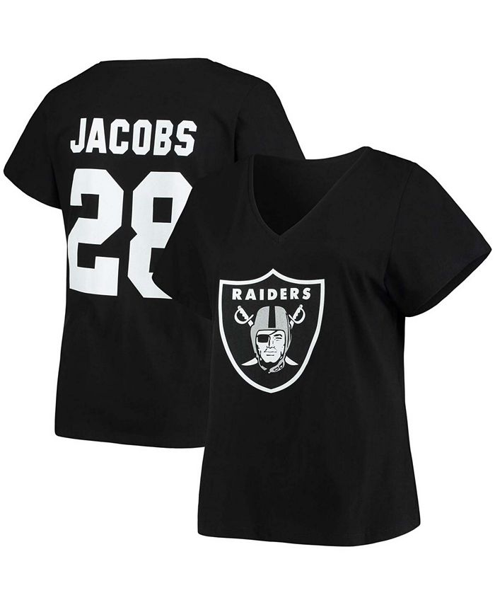 Women's Plus Size Josh Jacobs Black Las Vegas Raiders Name Number V-Neck T-shirt