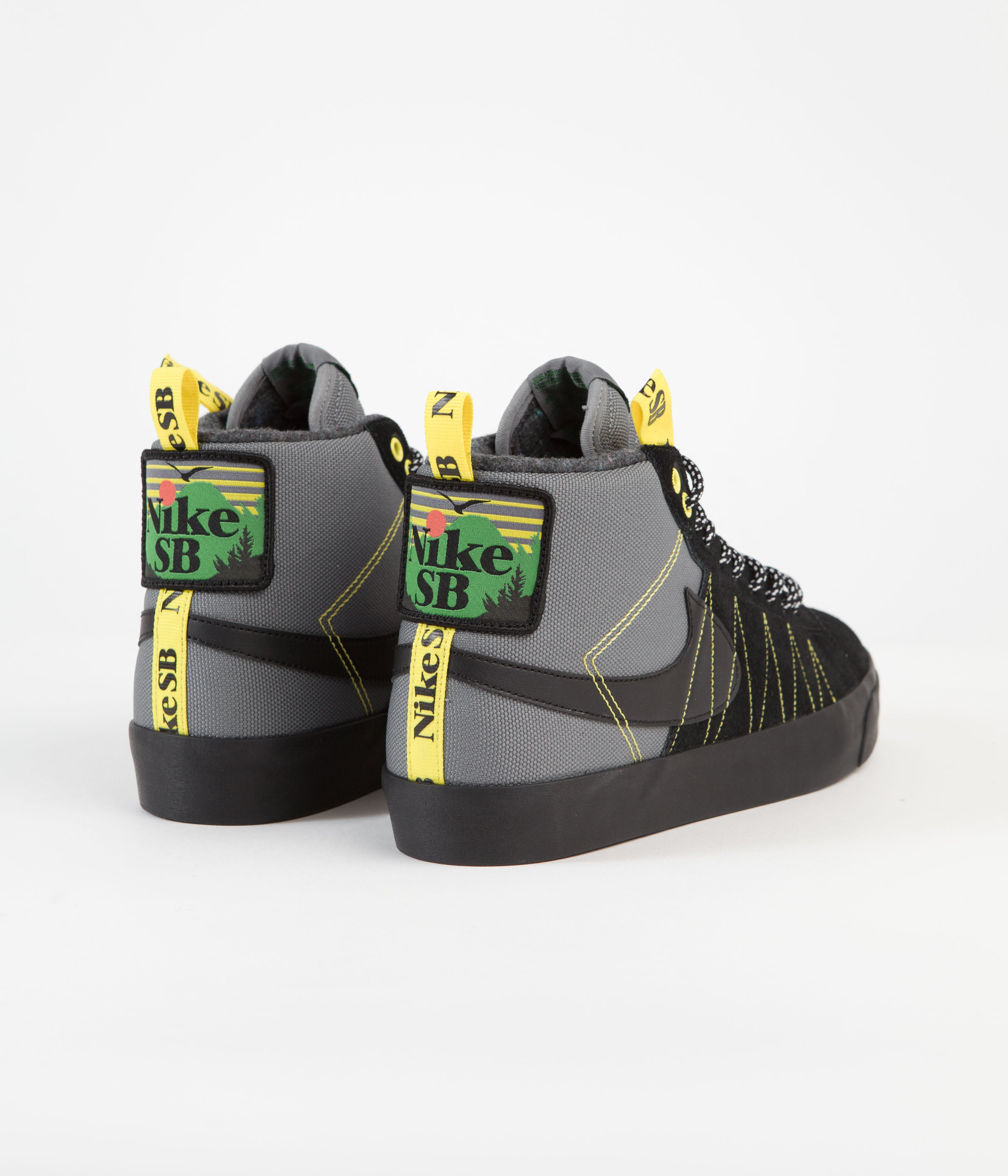 Nike SB Blazer Mid Premium Shoes - Cool Grey / Black - White - Yellow Strike