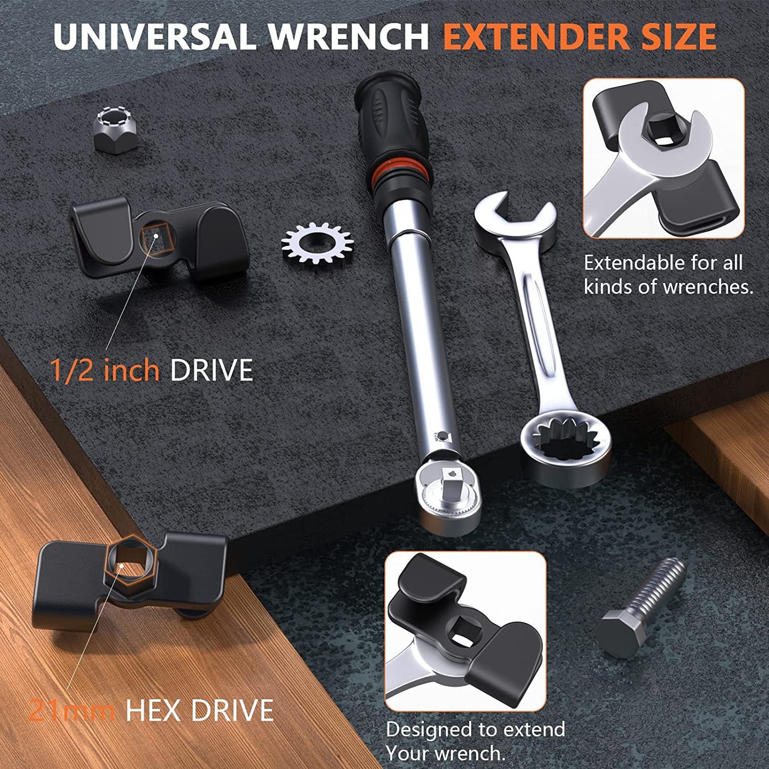 💥Factory Clearance Sale With 50% Off💥Wrench Extender Wrench Conversion Adapter Driver 1/2 inch Wrench Extender Adaptor