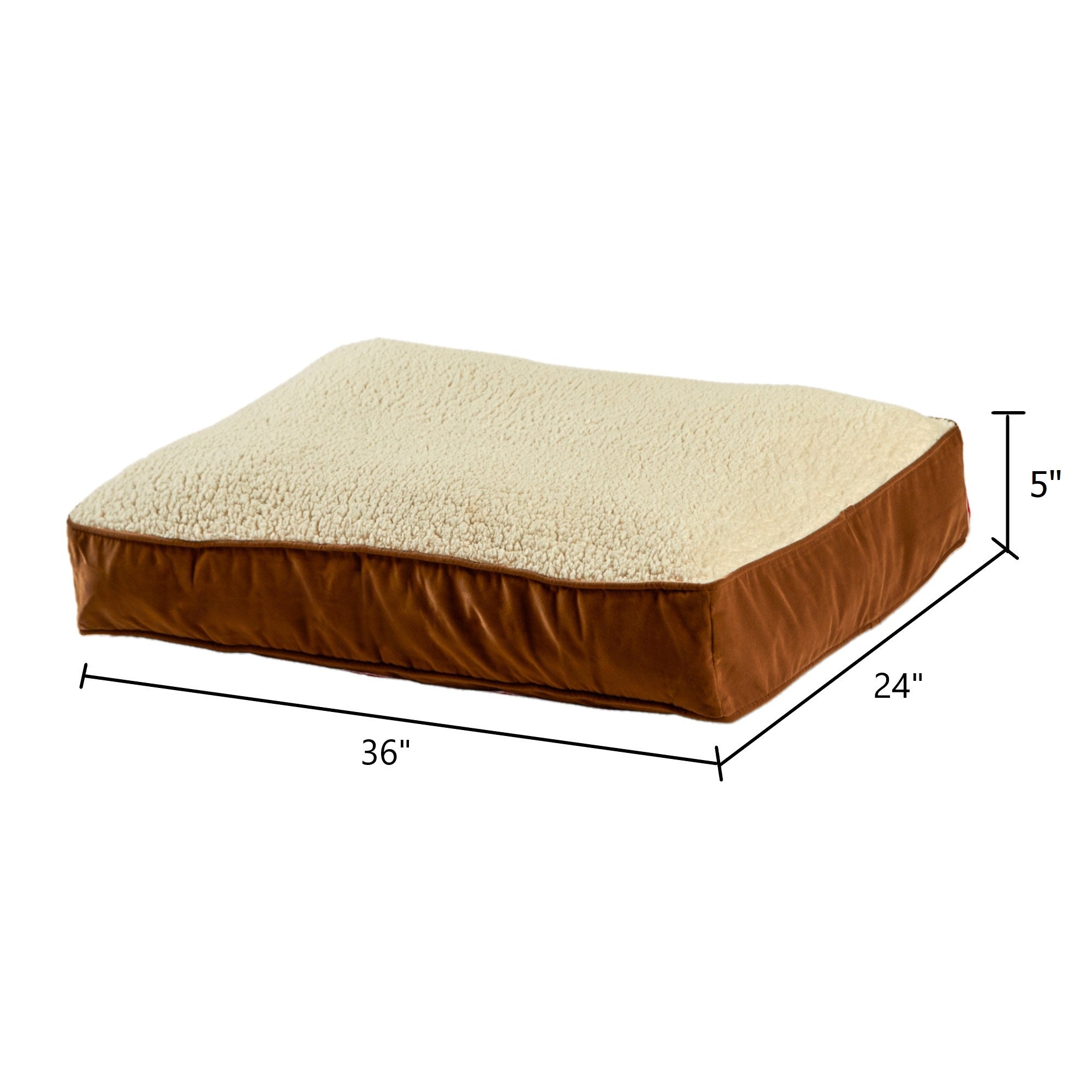 Happy Hounds Buster Sherpa Rectangle Pillow Style Dog Bed， Latte， Small (36 x 24 in.)