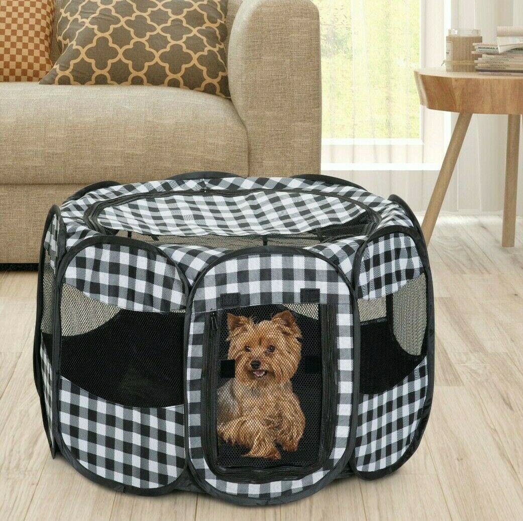 Dog Play Tent Pen Pet Playpen Folding Portable Crate-Medium