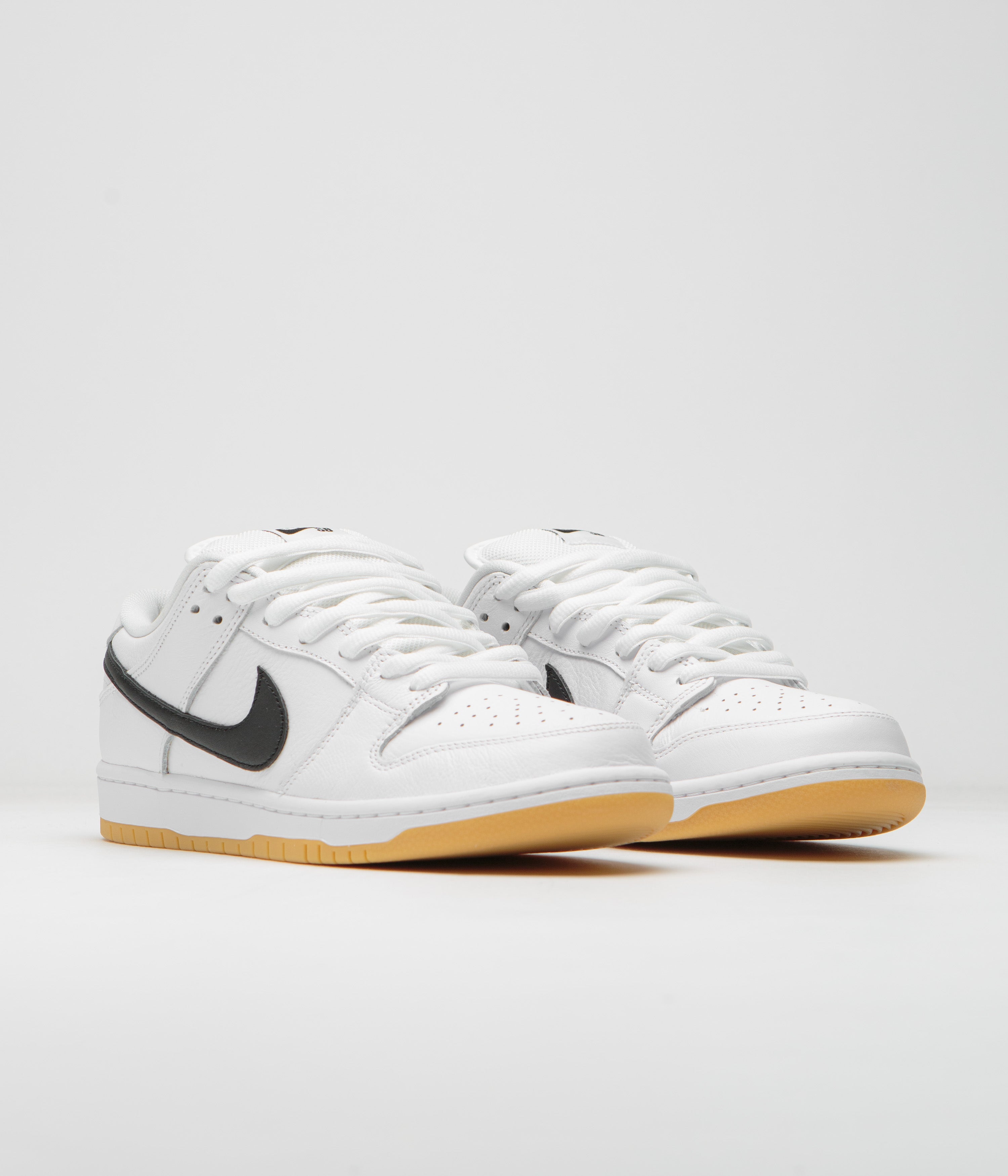 Nike SB Dunk Low Pro Shoes - White / Black - White - Gum Light Brown