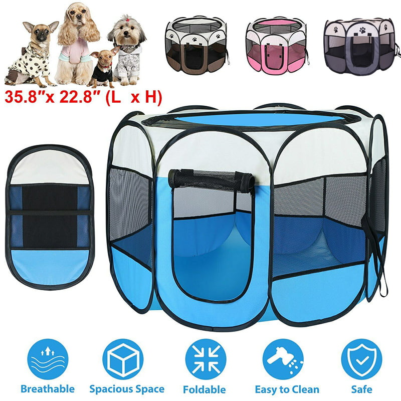 Portable Folding Pet Tent Pet Playpen Dog House Octagonal Cage For Cat Tent Playpen Puppy Kennel Easy Operation Fence Outdoor