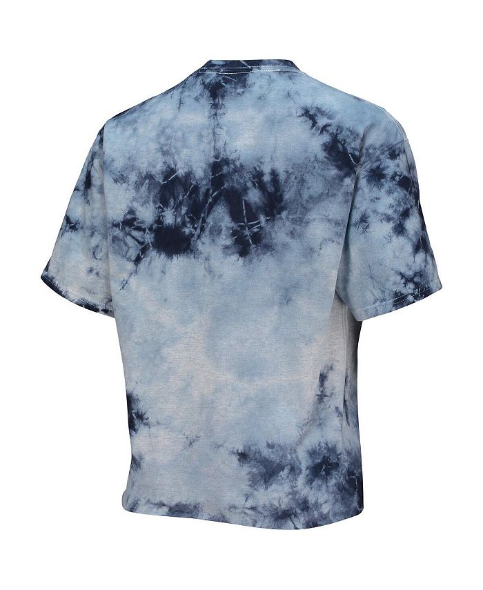 Women's '47 White, Navy Auburn Tigers Vintage-Inspired Tubular Tie-Dye Crop T-shirt