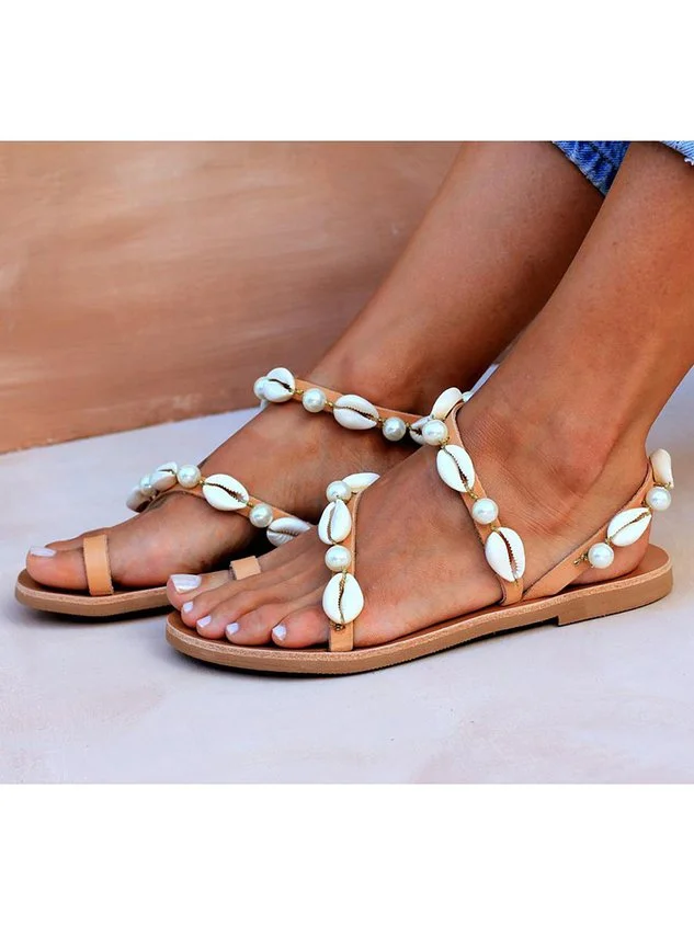 Shell Decoration Beach Resort Style Sandals
