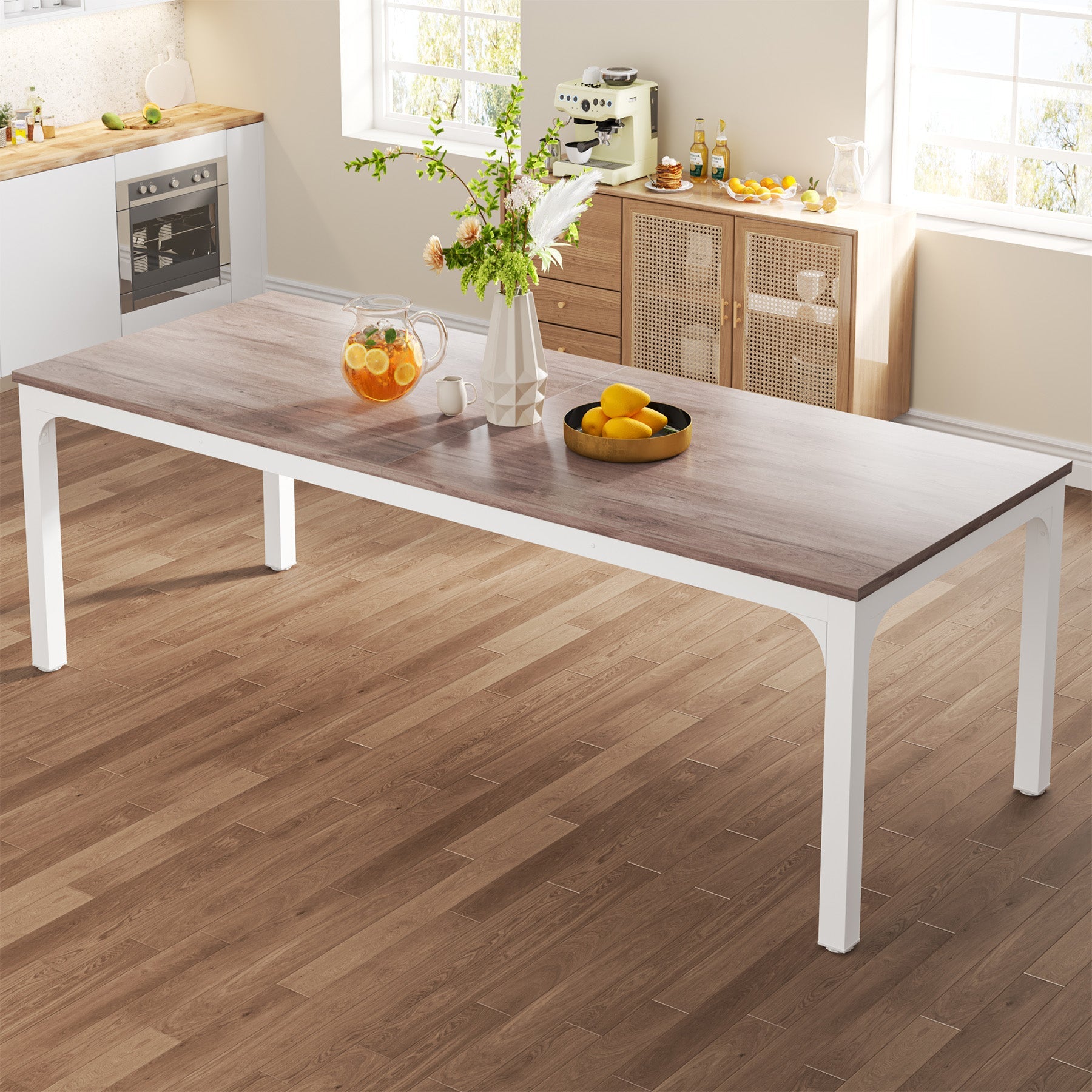 Rectangular Dining Table, 78 inch Long Kitchen Table for 6-8 People