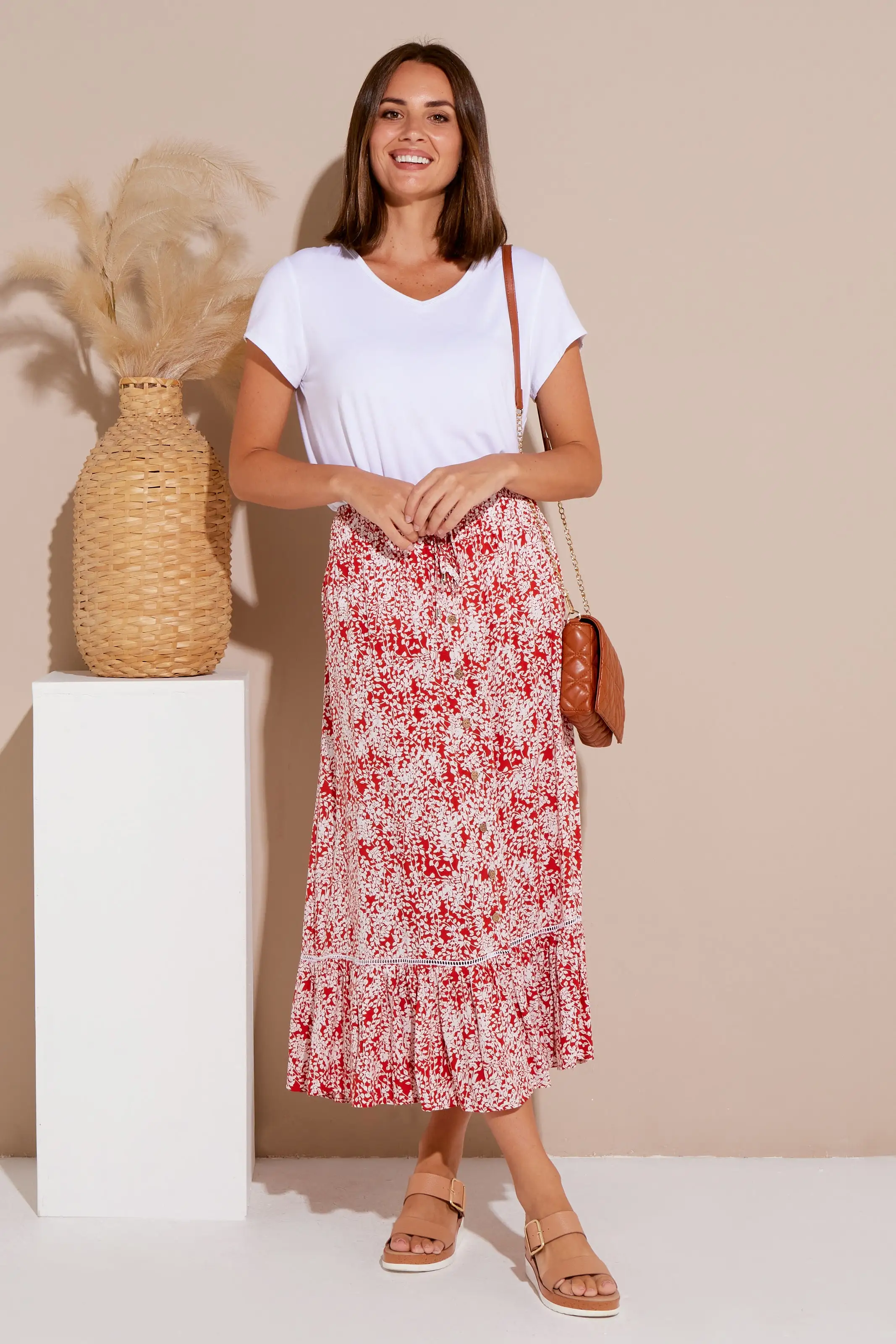Pearl Maxi Skirt - Rust Floral