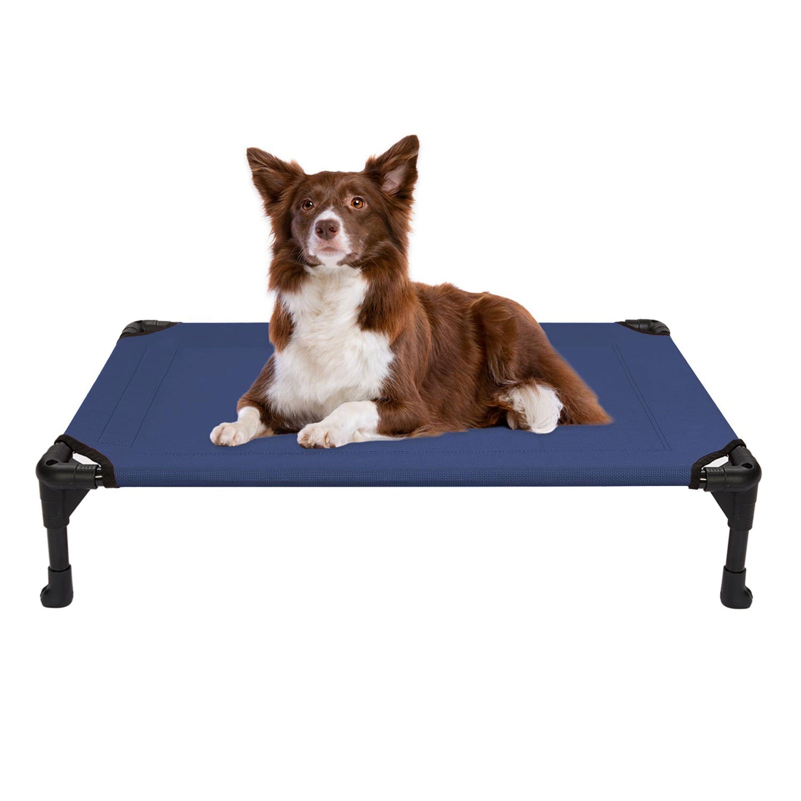 Veehoo Cooling Elevated Dog Bed， Portable Raised Pet Cot with Washable Mesh， Medium， Blue