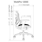 WorkPro 12000 Series Ergonomic Mesh/Fabric Mid-Back Chair， Black/Black， BIFMA Certified
