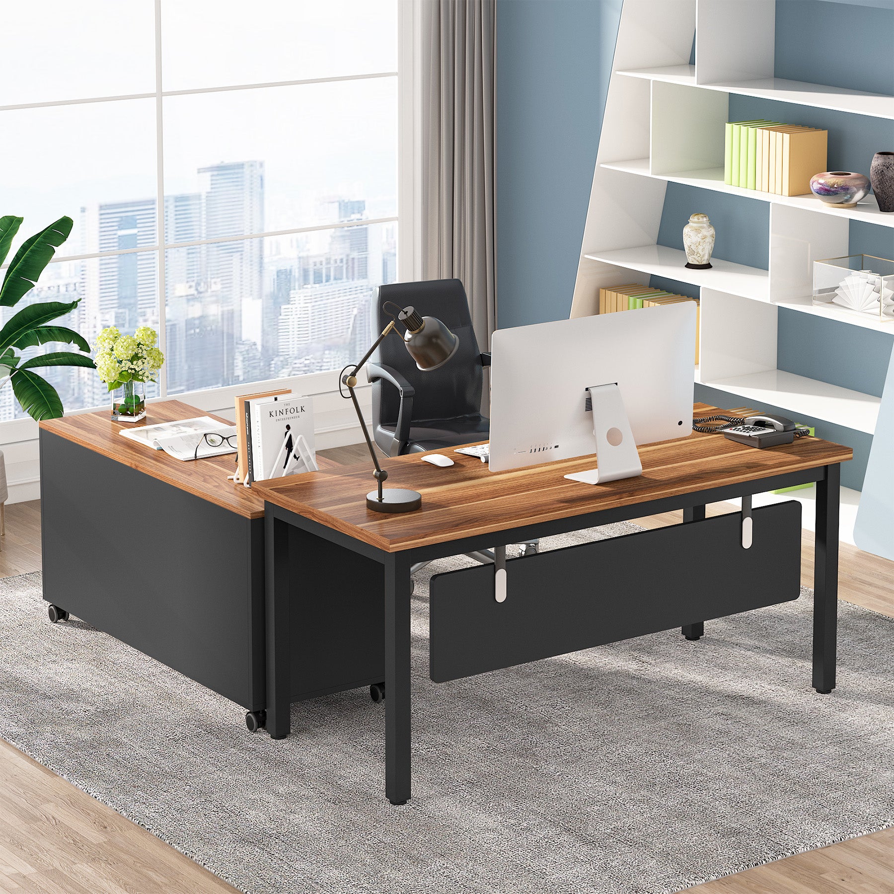 Industrial L-Shaped Desk, 55