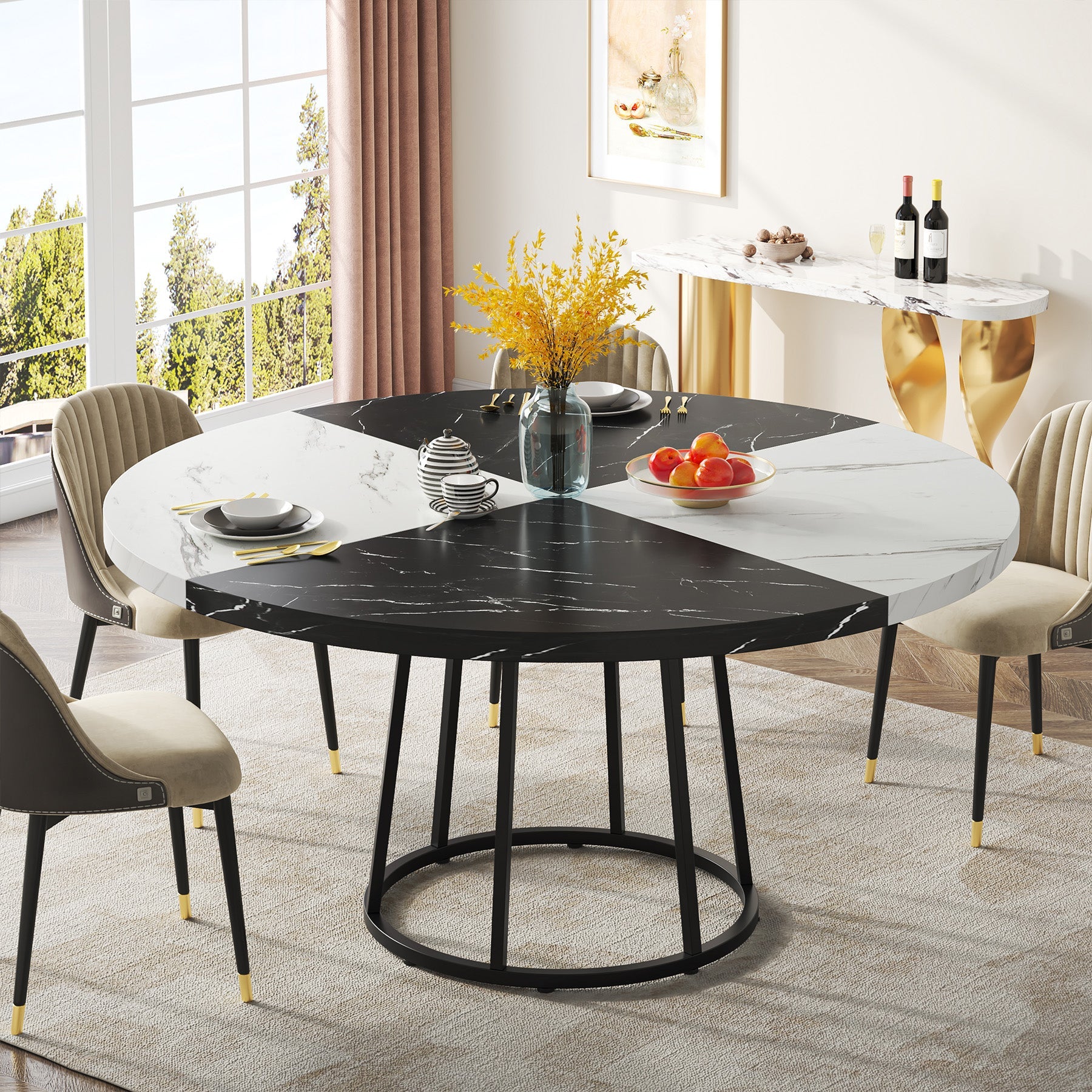 Round Dining Table for 4 People, 47