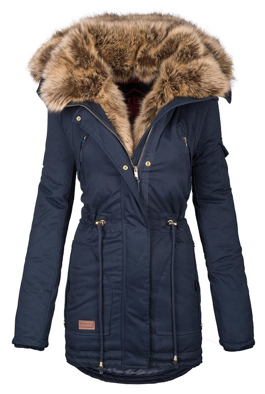 Warm ladies winter parka long jacket Pink