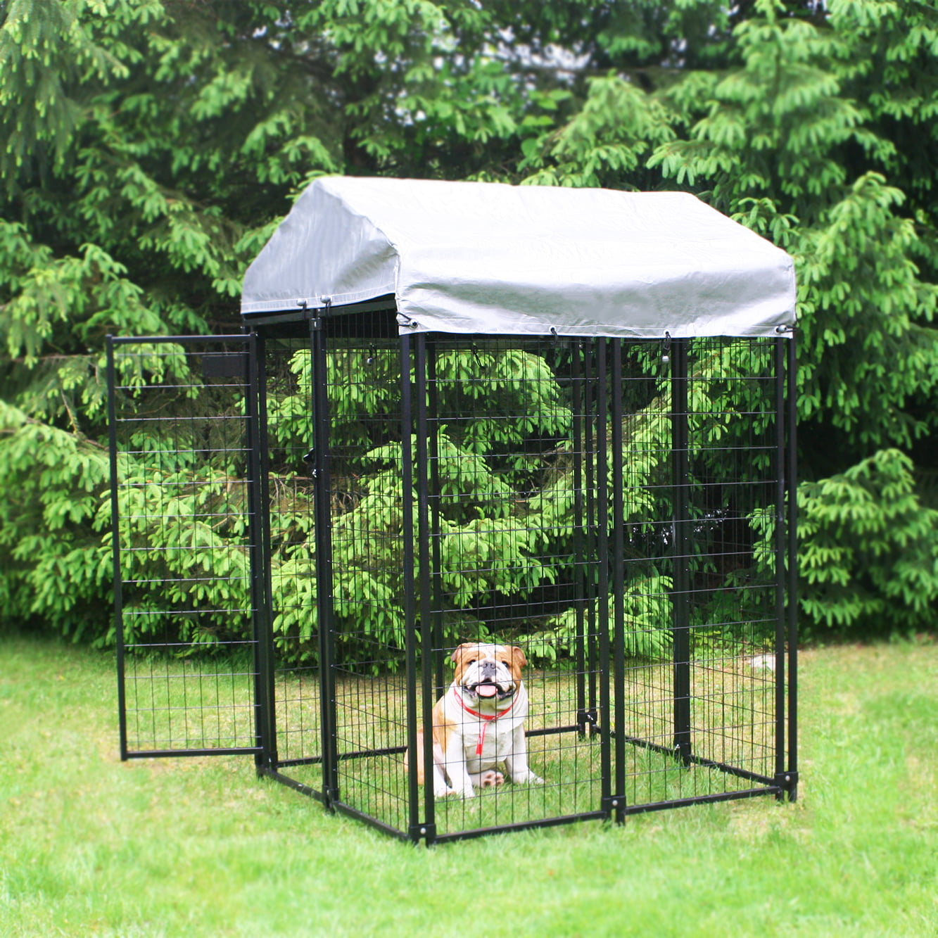 KennelMaster Black Welded Wire Dog Kennel， 48