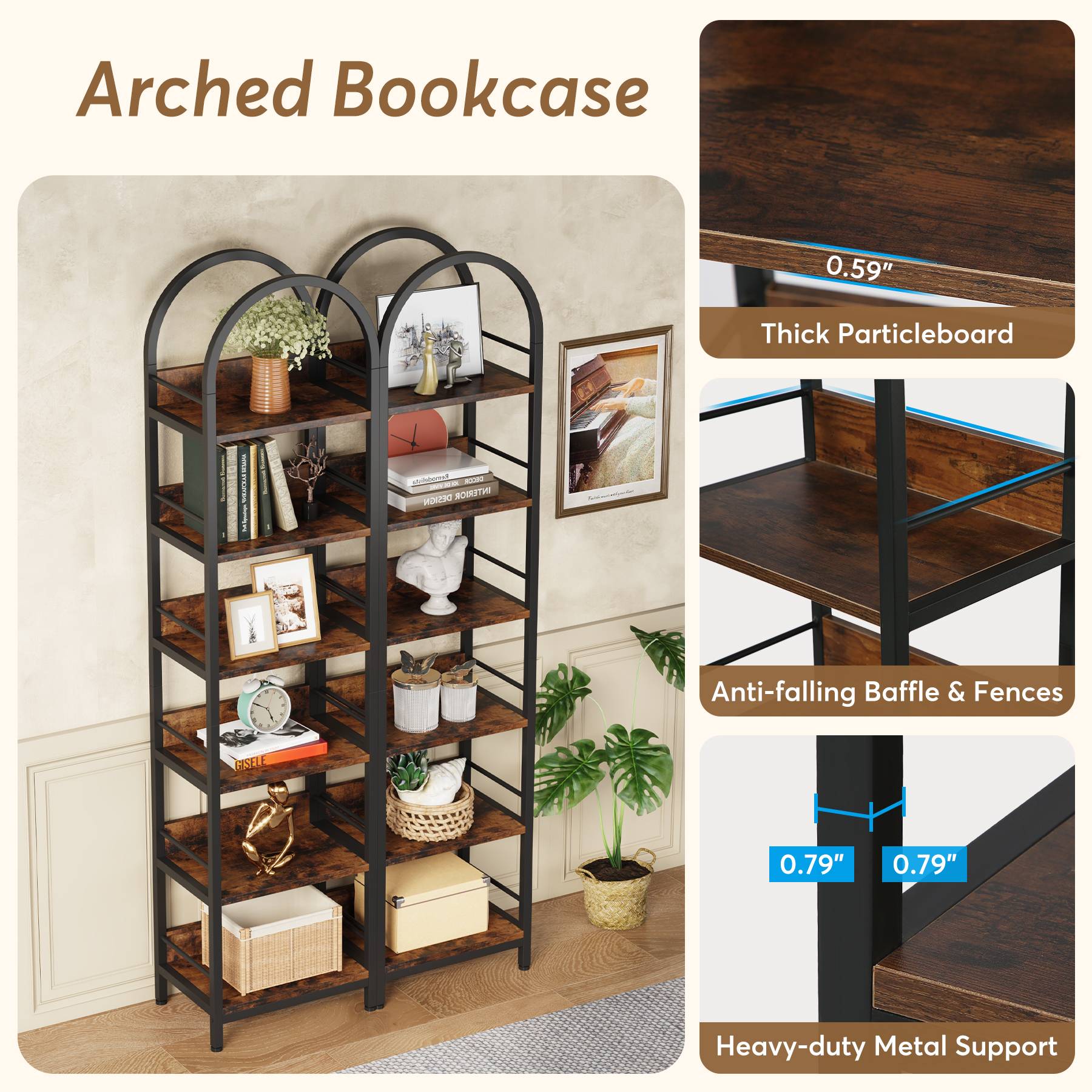 6-Tier Bookshelf, 78.7