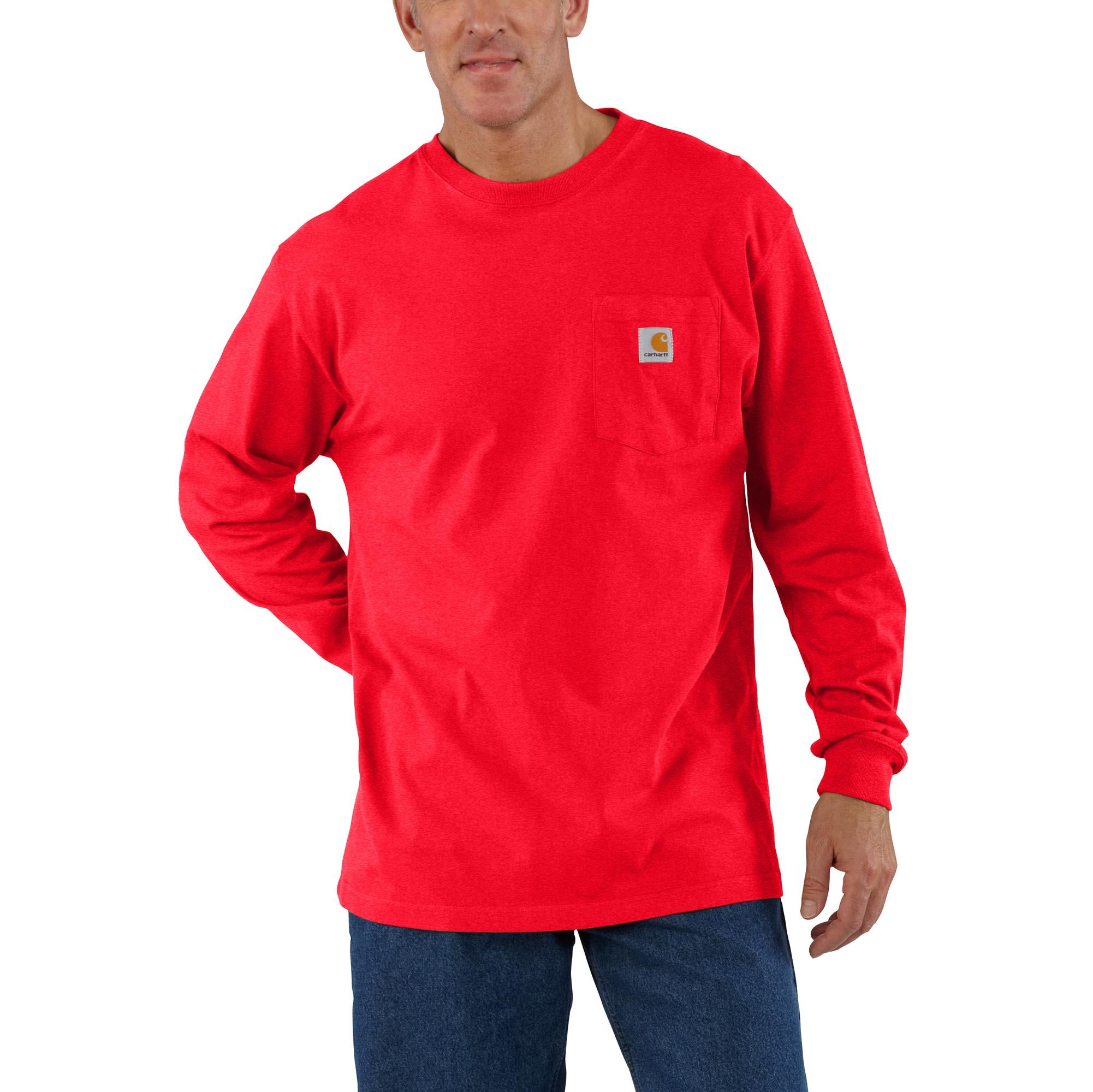 Carhartt Men's Long Sleeve Pocket T-Shirt_Fire Red Heather