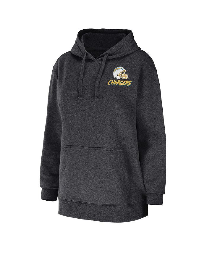 Women's Heather Charcoal Los Angeles Chargers Fleece Pullover Hoodie