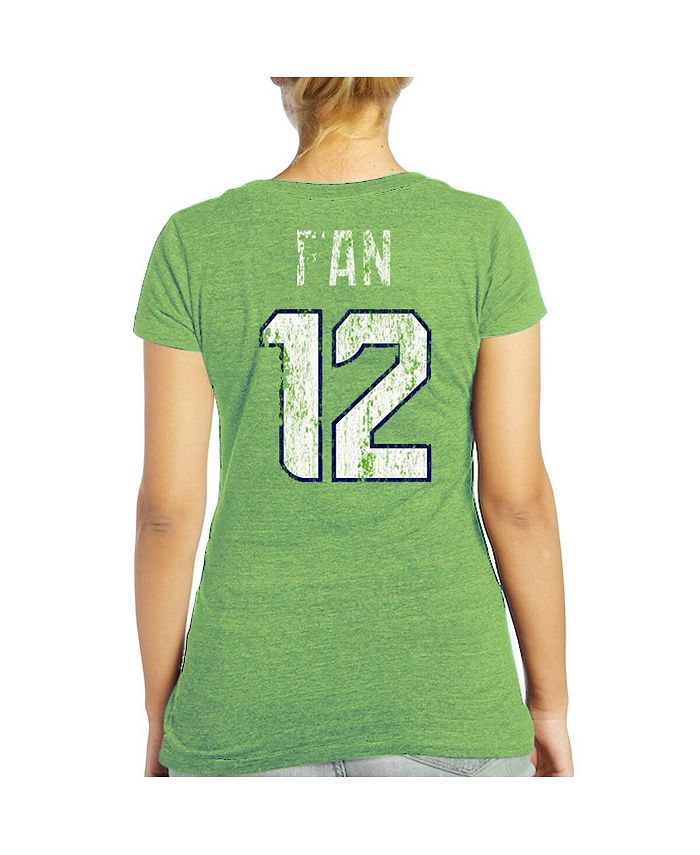 Women's 12s Neon Green Seattle Seahawks Tri-Blend Name and Number T-shirt