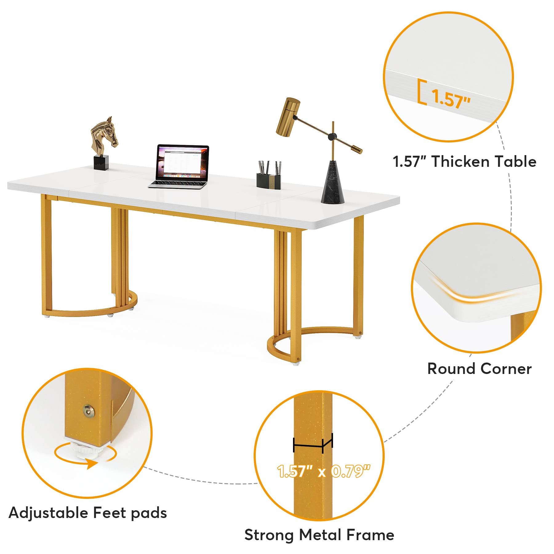 70.9” Executive Desk, Large Conference Table Computer Desk for Home Office