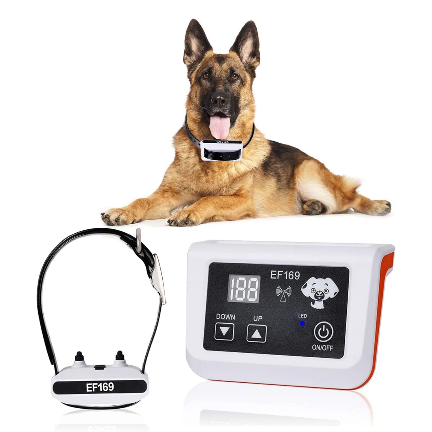 iMeshbean Wireless Dog Fence， Electric Fence System for Stubborn Dog，Wireless Dog Boundary Containment System，Rechargeable Training Collar，Large Signal Range of 65-1640ft (for 2 Dogs)