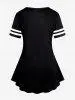Cat Moon Printed Colorblock Tee and Skinny Leggings Plus Size Outfit