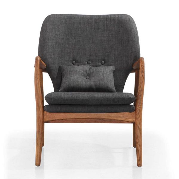 Bradley Accent Chair and Ottoman in Charcoal and Walnut