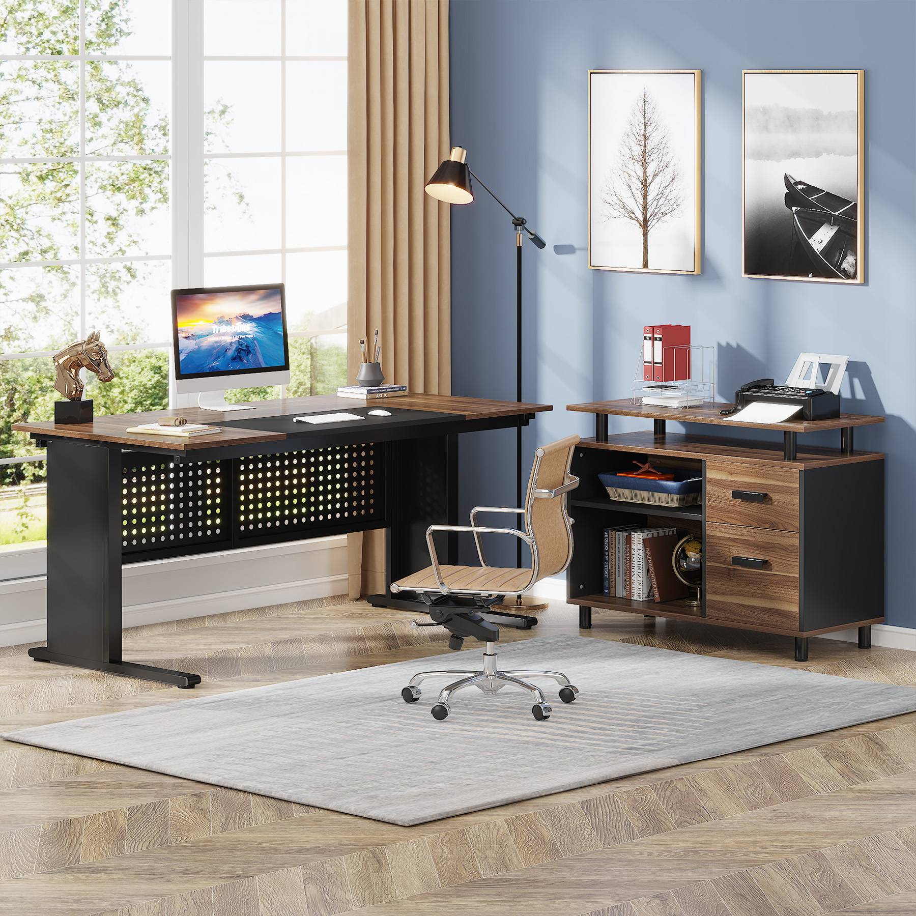 Industrial L-Shaped Desk, 63