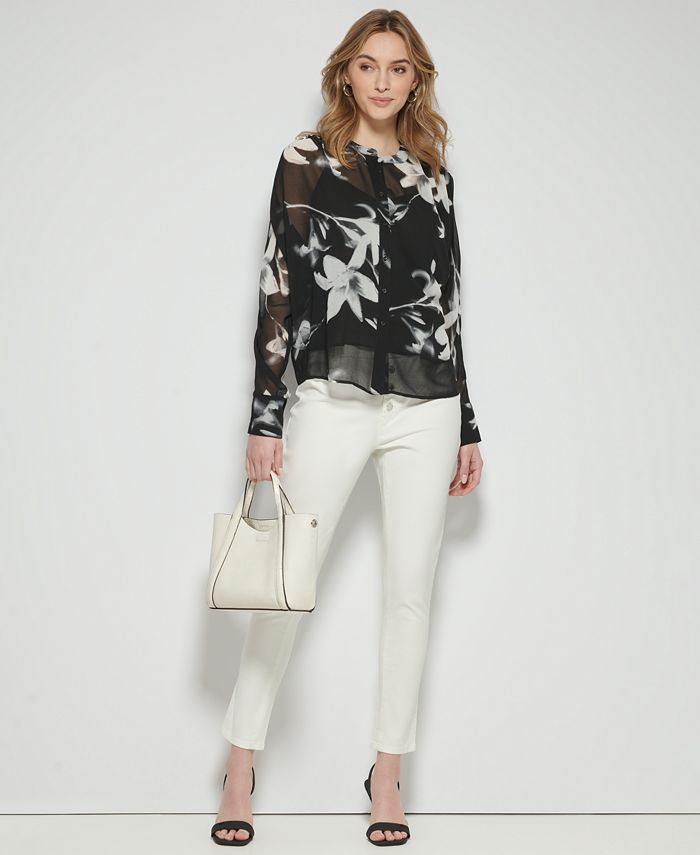Women's Pull-On Faux-Button-Fly Skinny Pants