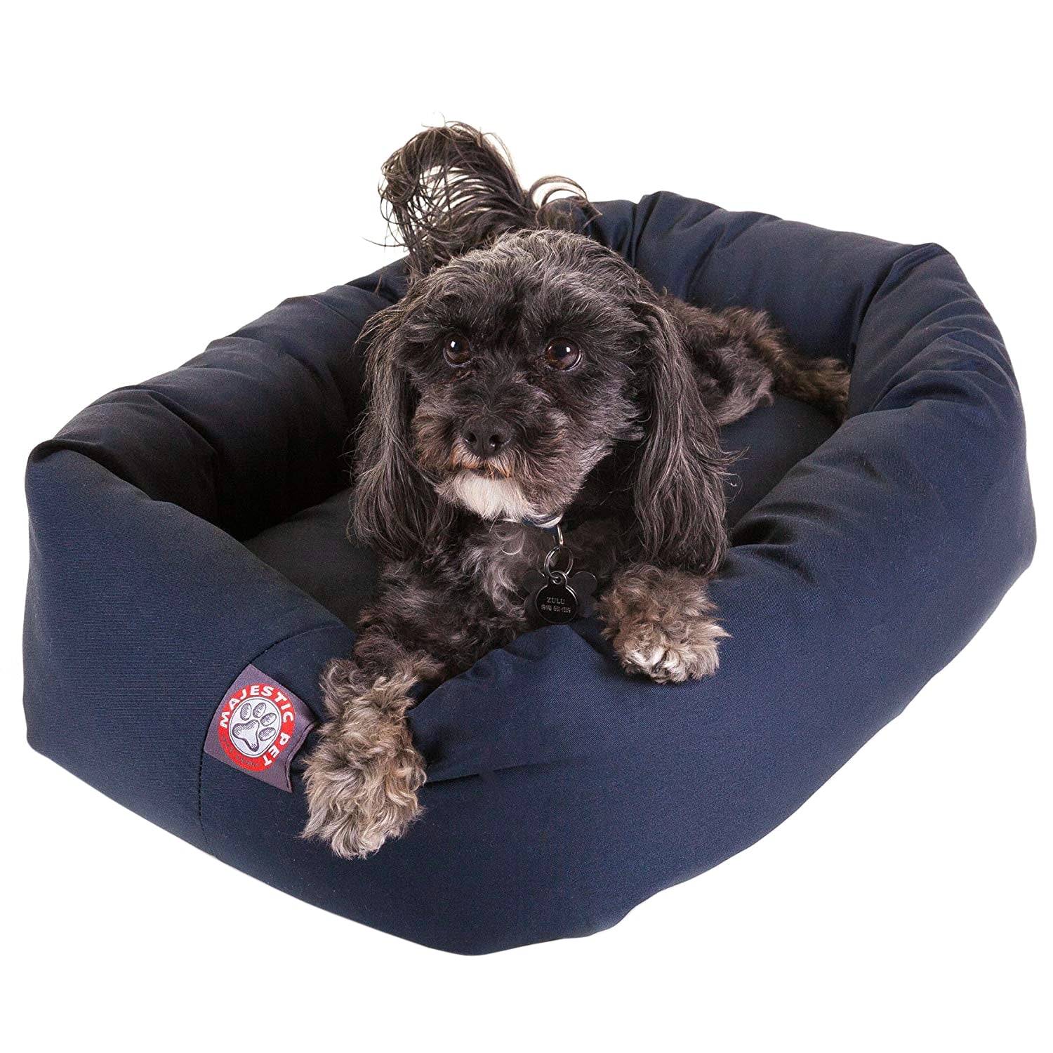 Majestic Pet | Poly/Cotton Bagel Pet Bed For Dogs， Blue， Small