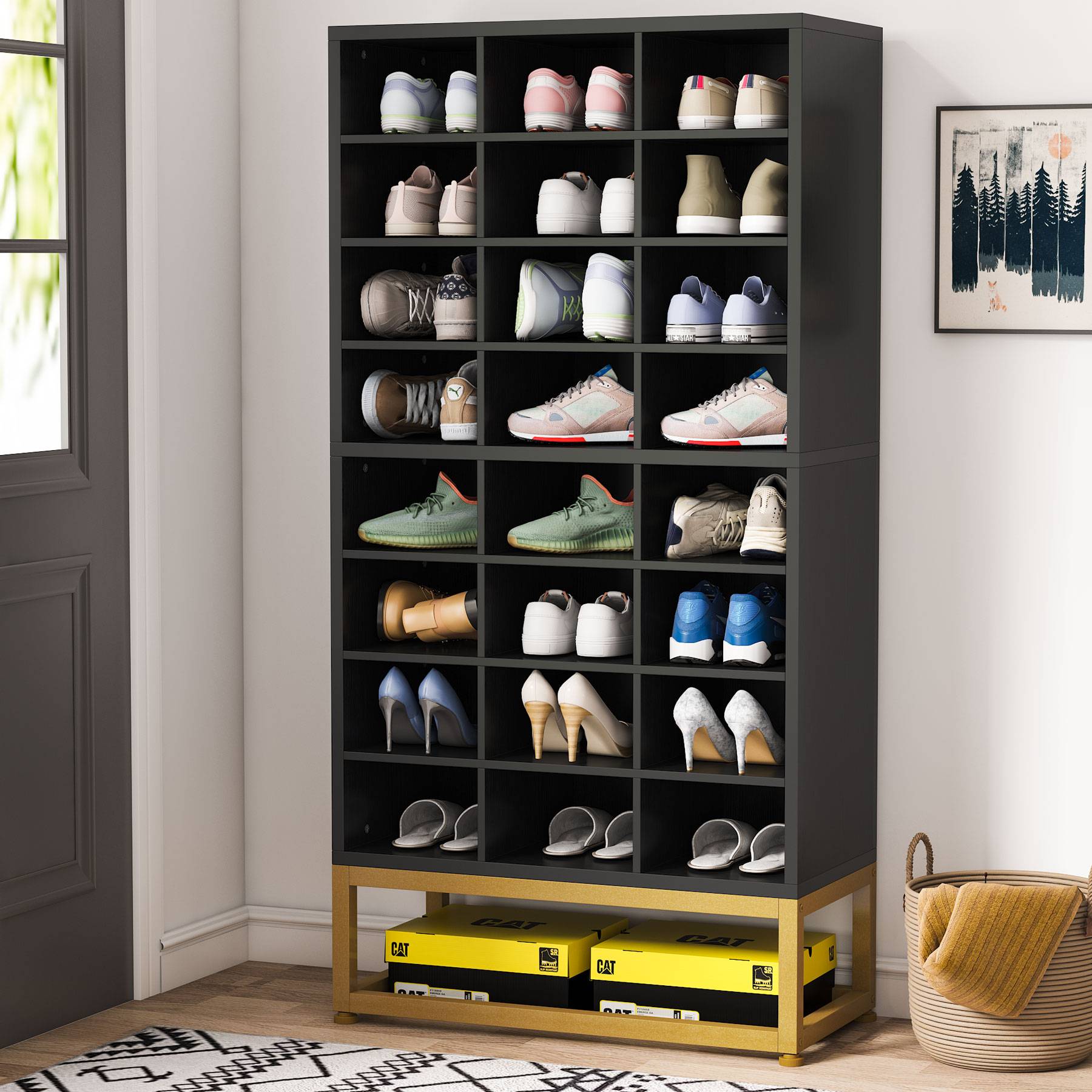 Freestanding Shoe Cabinet, 8-Tier Shoe Storage Rack with 24 Cubbies