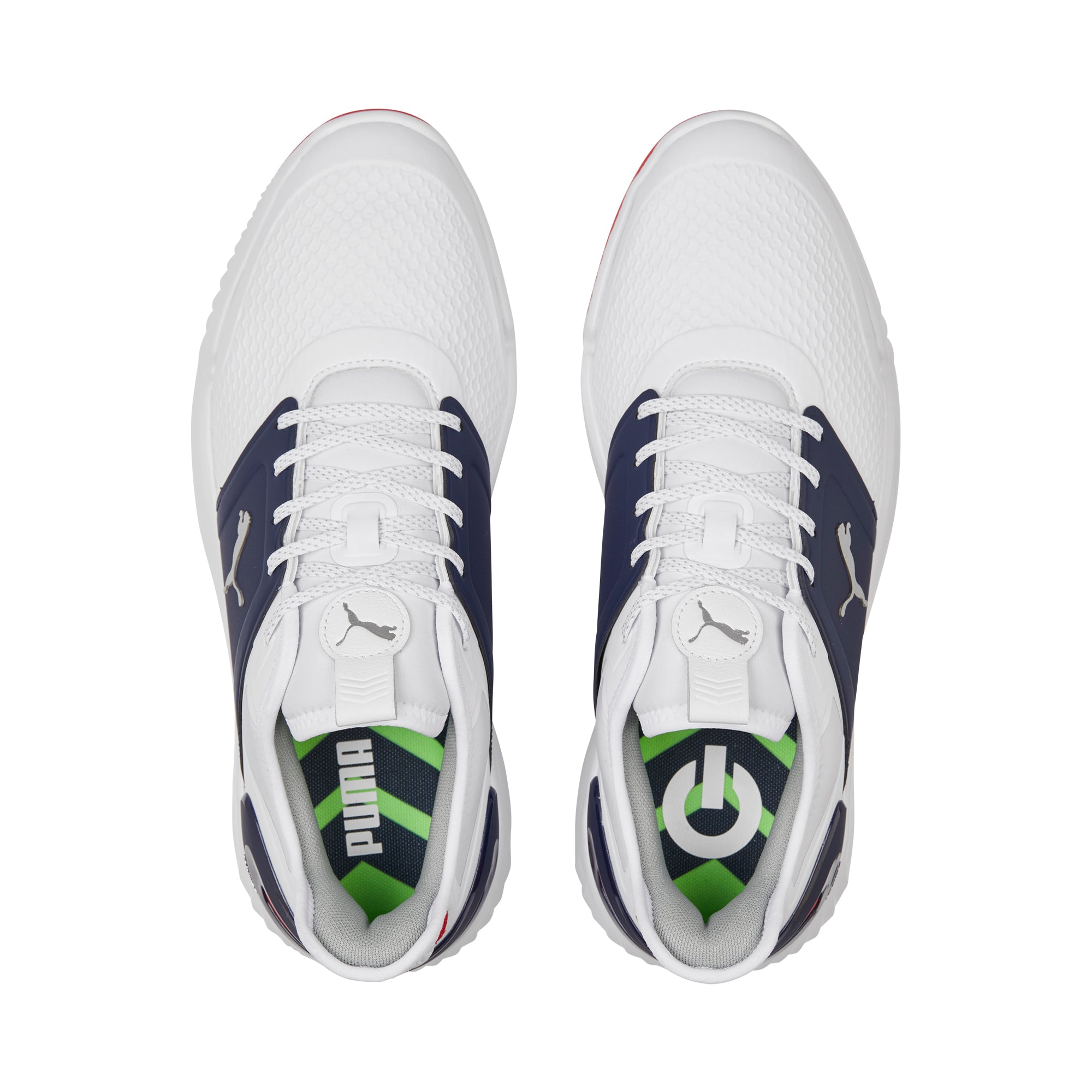 IGNITE ELEVATE Wide Spikeless Golf Shoes | Puma White / Puma Silver / Puma Navy