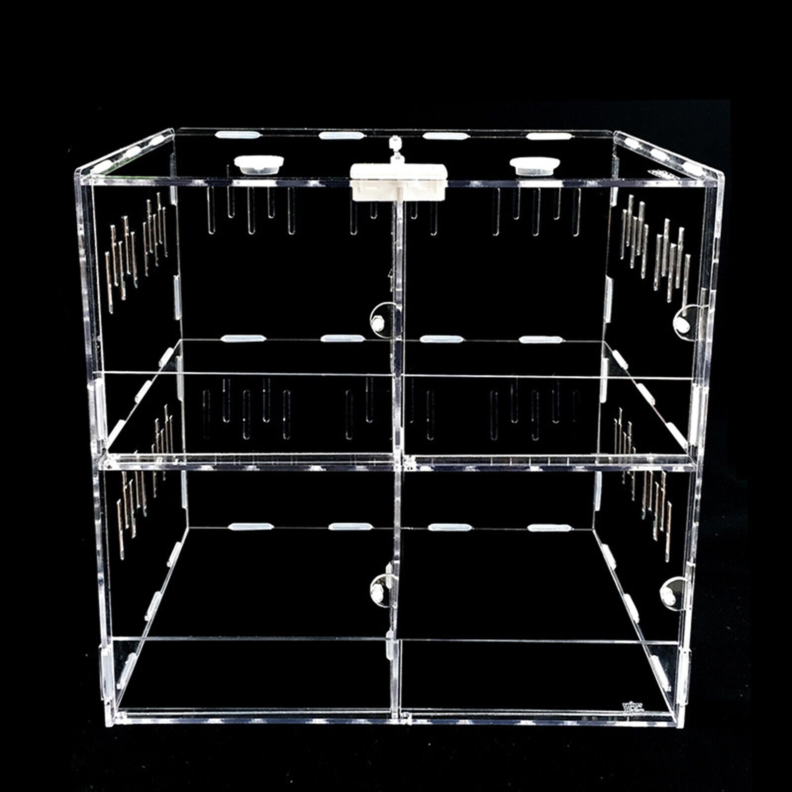 Reptile Terrarium Cage ，4 Grids Transparent Reptile Cage Enclosure Box