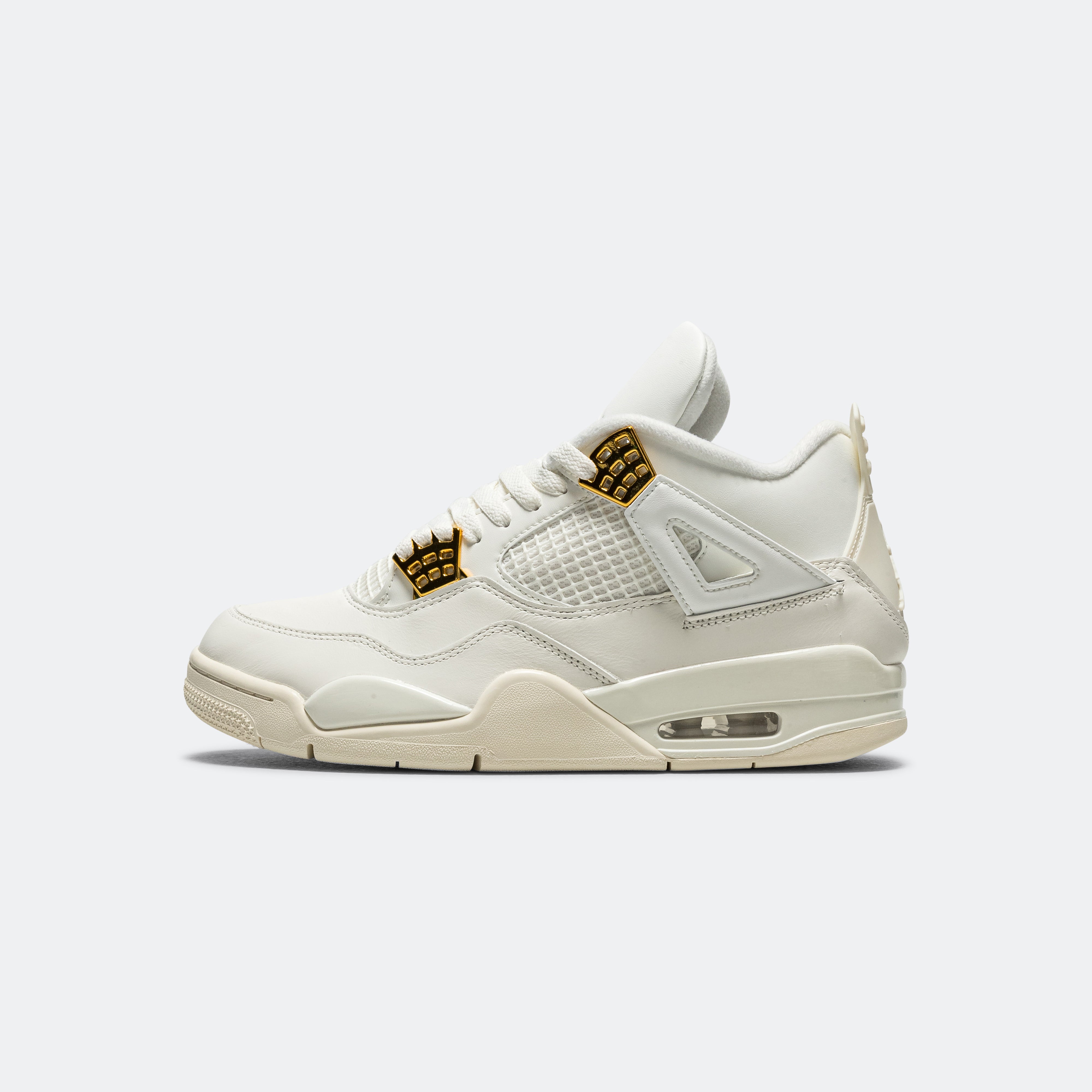 Womens Air Jordan 4 Retro - Sail/Metallic Gold-Black