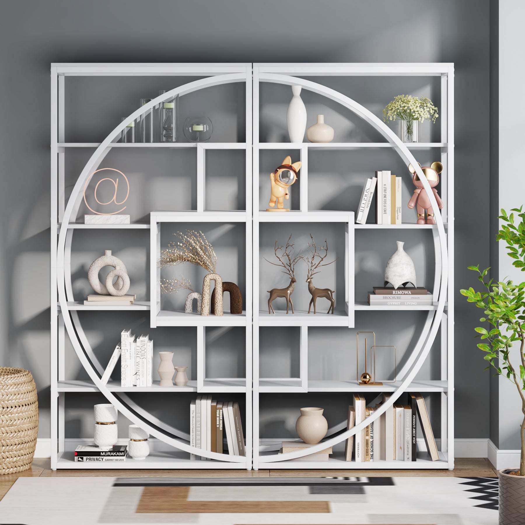 Industrial Bookshelf Bookcase with 8 Open Storage Shelf