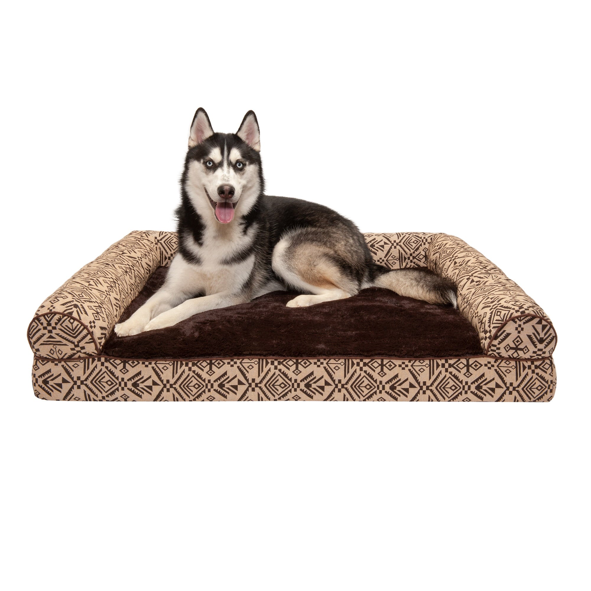 FurHaven | Orthopedic Southwest Kilim Sofa Pet Bed for Dogs and Cats， Desert Brown， Jumbo
