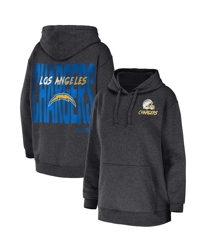 Women's Heather Charcoal Los Angeles Chargers Fleece Pullover Hoodie