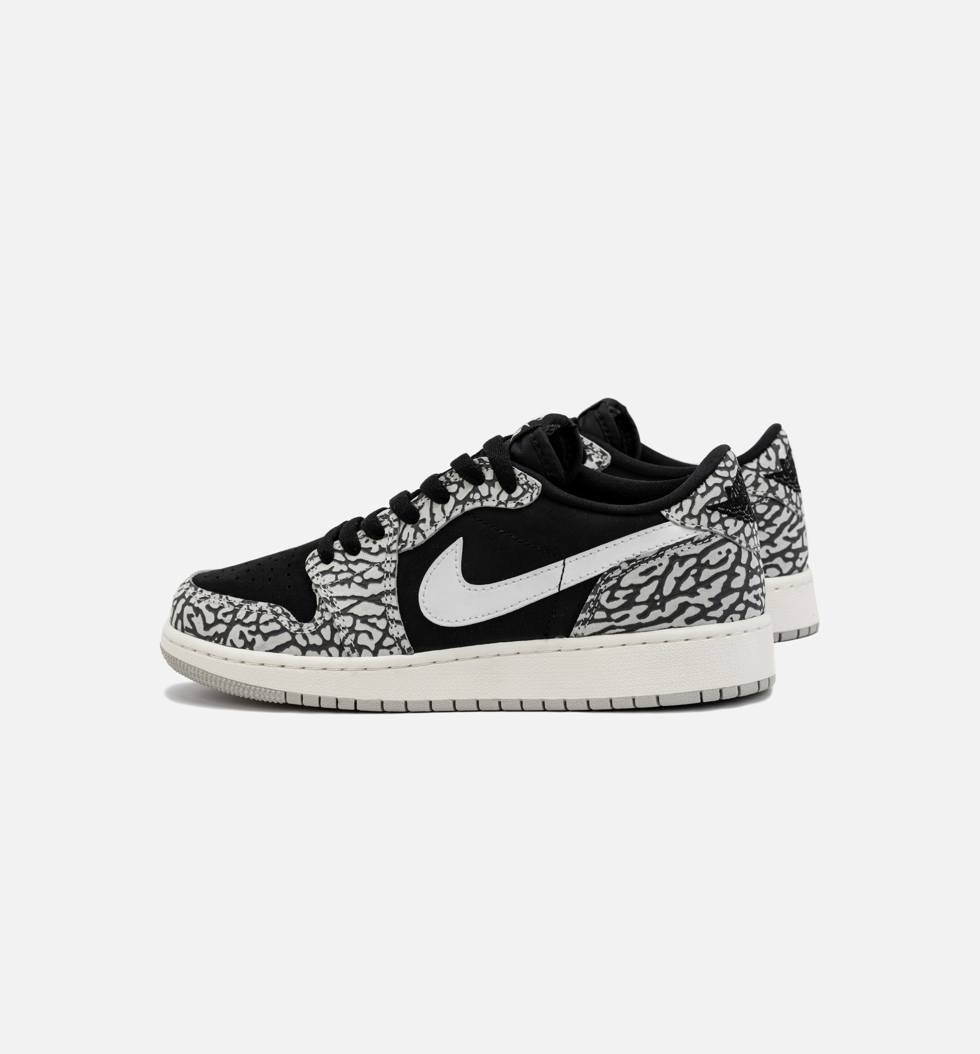 Air Jordan 1 Retro Low OG Black Cement Grade School Lifestyle Shoe - Black/Grey