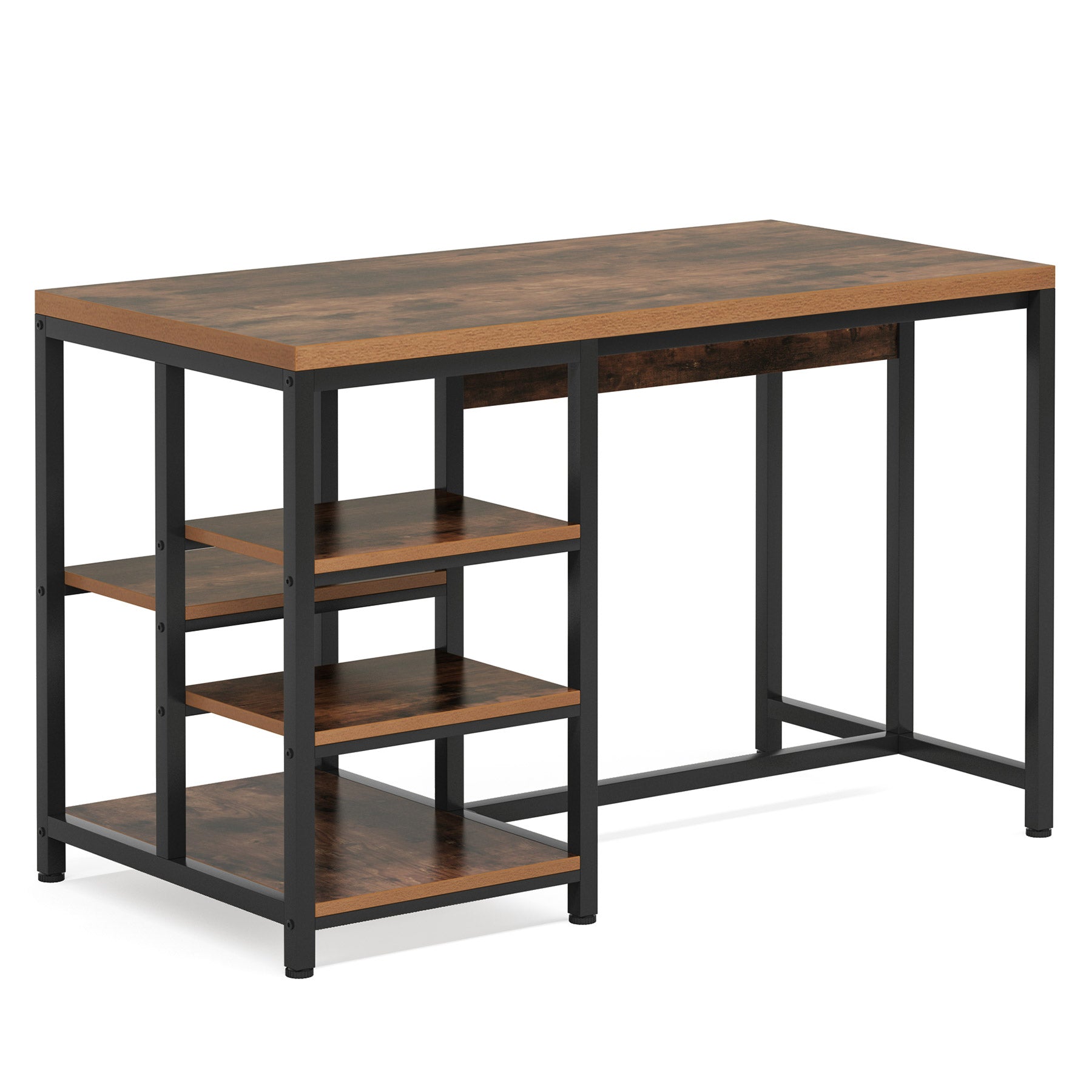 Industrial Kitchen Island, Kitchen Counter Table with Storage Shelves