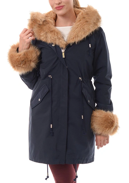 2IN1 PARKA JACKET NAVY BLUE WITH BROWN FUR