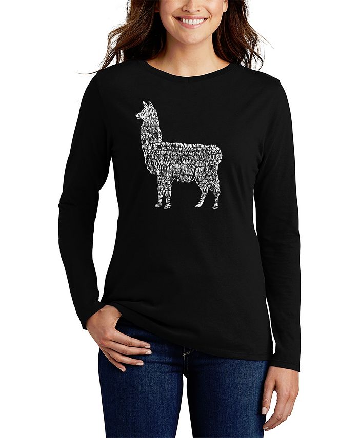 Women's Llama Mama Word Art Long Sleeve T-shirt