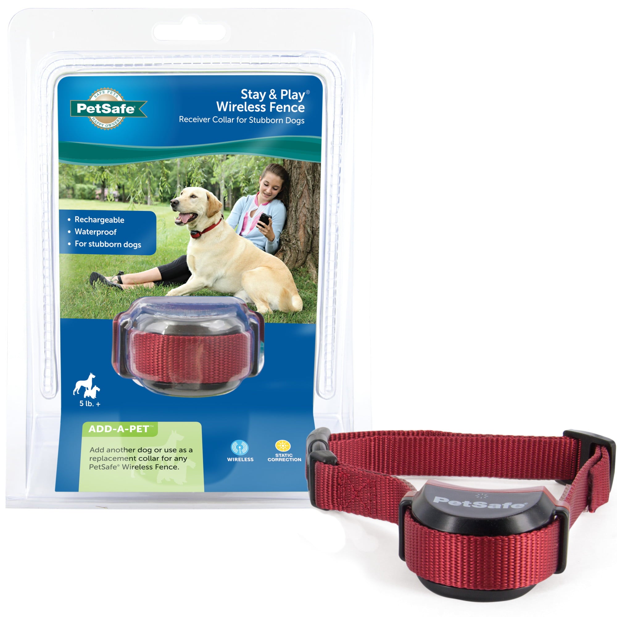 PetSafe Stubborn Dog Stay and Play Wireless Fence Receiver Collar， Waterproof， Rechargeable