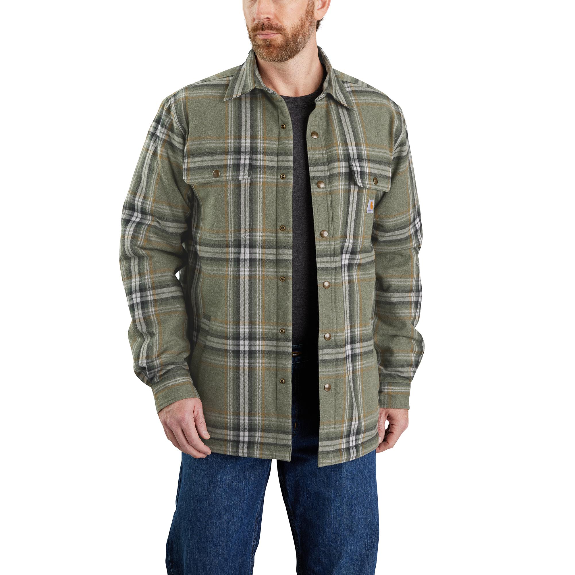 Carhartt Men's Relaxed Fit Flannel Sherpa-Lined Shirt Jac